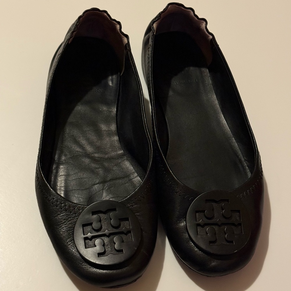 Tory Burch Black Leather Flats